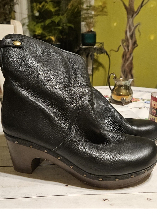 UGG Shoes - UGG Black Leather Studded Clog Booties